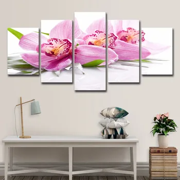 5 Kus Moderný Ružový Orchidea, Kvety Skupiny Tlačí Plagáty, Umelecké Galérie Obrázky, Obrazy na Plátno na Stenu Umenia pre Obývacia Izba