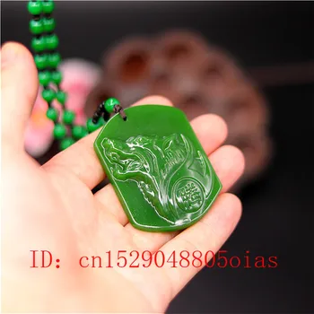 Prírodné Zelené Čínske Jade Vlk Totem Prívesok Korálky Náhrdelník Módne Kúzlo Jadeite Šperky Vyrezávané Amulet Darčeky pre Ženy Muži