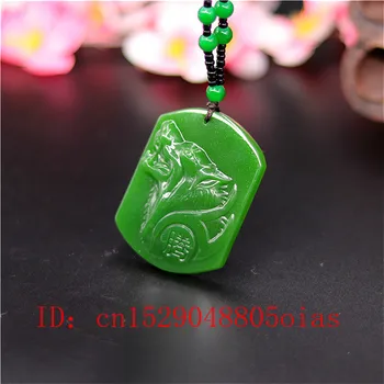 Prírodné Zelené Čínske Jade Vlk Totem Prívesok Korálky Náhrdelník Módne Kúzlo Jadeite Šperky Vyrezávané Amulet Darčeky pre Ženy Muži