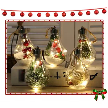 2021 Vianočný Stromček Drop Plastové Žiarovka Loptu LED svetlá Ozdoby Domov Visí Vianoce Prívesok, Vianočné Dekorácie, Darčekové Domov Bar