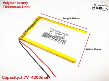 5 ks Liter energie batérie Dobré Qulity 3,7 V,4200mAH 3870110 Polymer lithium ion / Li-ion batéria pre tablet pc BANKA,GPS,mp3,mp4