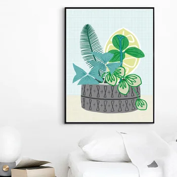 Zelené listy Kvet Črepníkové Rastliny Škôlky Wall Art Plátno na Maľovanie Nordic Plagáty A Vytlačí na Stenu Obrázky Baby detská Izba Decor