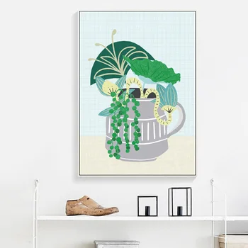 Zelené listy Kvet Črepníkové Rastliny Škôlky Wall Art Plátno na Maľovanie Nordic Plagáty A Vytlačí na Stenu Obrázky Baby detská Izba Decor