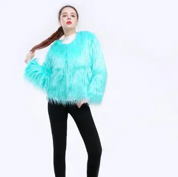 11 Farieb Umelú Kožušinu Kabát Ženy Teplé Chlpaté Celebrity Dlhý Rukáv Nočný Klub Fashion Party Zimné Krátka Srsť
