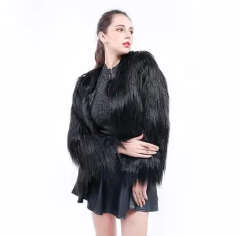 11 Farieb Umelú Kožušinu Kabát Ženy Teplé Chlpaté Celebrity Dlhý Rukáv Nočný Klub Fashion Party Zimné Krátka Srsť