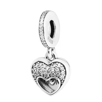 Som Láska Moja Mama Otvoriť Zámok zobrazili kľúčové tlačidlá pre Náramky Ženy DIY 925 Sterling Silver Šperky Matka Deň Srdca zobrazili kľúčové tlačidlá pre Šperky Robiť