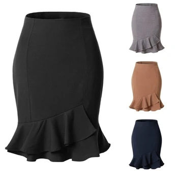 Dámske Kórejský Ceruzku Sukne 2020 Módne, Elegantné Vysoký Pás Prehrabať Čiernej Sukni Office Dámske Sexy Plus Veľkosť Šedá Sukňa Jupe