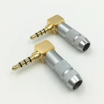 2ks 3.5 mm 3 Pól / 4Poles Male Jack pre Slúchadlá Pravý Uhol 90 Stupňov, 3.5 Audio Konektor DIY Spájky Mini Konektor