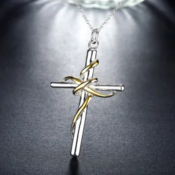Kvalitné Klasické Kríž Ježiša Krista Prívesok Kríž Kúzlo Náhrdelníky, Strieborné Pozlátené Módnych Šperkov náhrdelník Pre Ženy Muži