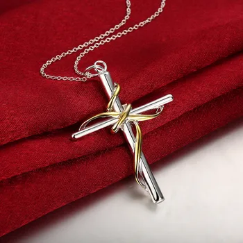 Kvalitné Klasické Kríž Ježiša Krista Prívesok Kríž Kúzlo Náhrdelníky, Strieborné Pozlátené Módnych Šperkov náhrdelník Pre Ženy Muži