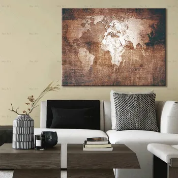 Mapa sveta Plátno Umenie Plagáty a Vytlačí Abstraktnej Maľbe Cuadros Domova Obrázok na Stenu Obrázky pre Obývacia Izba