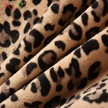 Bunda Ženy Leopard Umelú Kožušinu Kabát s Kapucňou Voľné Polovice Dlhý Zimný Kabát Ženy Bežné Outwear Šaty Plus Veľkosť Chaqueta Mujer 19Oct