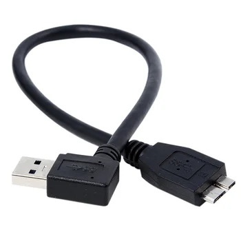 Hot Predaj 30 cm USB 3.0 Kábel, Pravý Uhol Muž Micro B Konektor Kábla Adaptéra