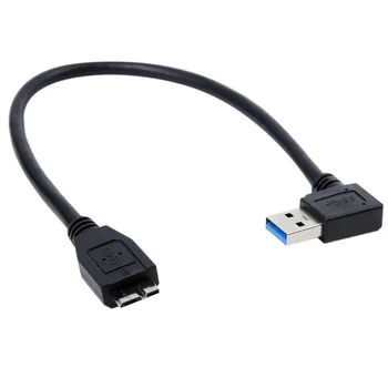 Hot Predaj 30 cm USB 3.0 Kábel, Pravý Uhol Muž Micro B Konektor Kábla Adaptéra