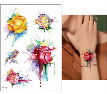 Krásy 1piece tvoria Falošné dočasné tetovanie nálepky ruže, kvety rameno ramene tetovanie nepremokavé ženy veľké flash tetovanie na telo
