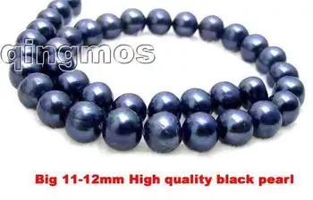 PREDAJ Vysokej kvalite Super lesk AA Veľké 11-12mm Kolo prírodné Sladkovodné Black pearl 17