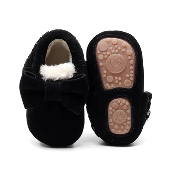 2020 Dieťa Zimné Semiš Topánky Pravej Kože Dieťa Batoľa Moccasins Luk Fringe Tvrdej Gumy Jediným Prewalker Teplé Topánky