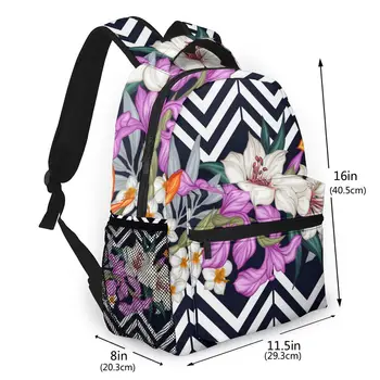Batoh Travel pack Tropické Listy A Kvety Na Geometrické Pozadie batoh športová taška pack Vonkajšie Lezenie batoh