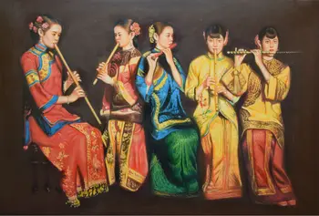 Ručne Maľované Obrázok olejomaľba na Plátne Čínsky Súd údaje Plátno na Maľovanie na Stenu Umenie Obrázok Maľovanie na Obývacia Izba