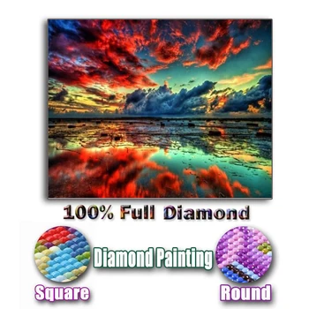 Diamond Výšivky Krajina Plná Square/Kolo Vŕtačky Diamantové Maľovanie Farebné Sky 3D Cross Stitch Výzdoba Domov urob si sám