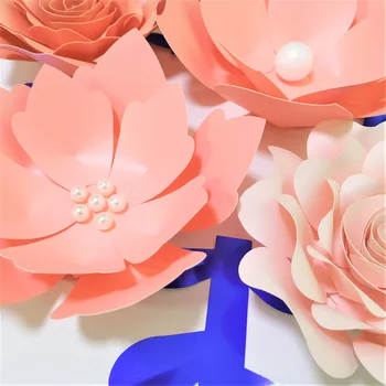 Ručné Mix Pink Rose DIY Papierové Kvety, Listy, Nastavený Pre Svadobné Party Pozadia Dekorácie Škôlky Stenu Deco Video Tutoriály