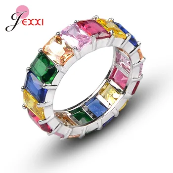 Kórejský Štýl Rainbow 925 Stering Strieborný Prsteň Zlatá Farba Zirkón Luxusné Zásnubný Prsteň Stranou Prsteň, Šperky Pre Ženy Darček
