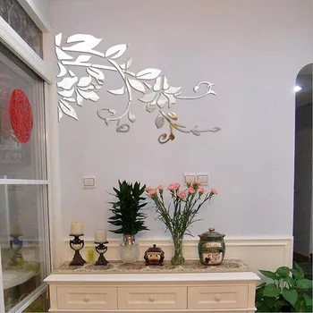 3D Akrylové Zrkadlo Samolepky na Stenu Diy Kvet Viniča Pozadí Dekorácie Tvorivé Obývacej Izby Vstup Domáce Dekorácie
