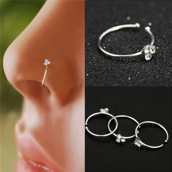 Móda Chirurgickej Ocele Crystal Drahokamu Kvet Nose Krúžok Hoop Žien Piercing Šperkov