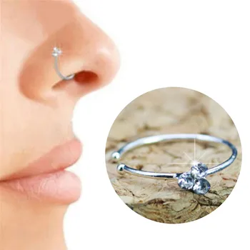 Móda Chirurgickej Ocele Crystal Drahokamu Kvet Nose Krúžok Hoop Žien Piercing Šperkov