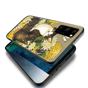 Kvet mačka umenie pre Huawei Honor 9A 9C 9S 9X 10 9 Lite 30 20 Pro 10i 8X 8 8A 7A 7C Pro Lite Black Telefón Prípade
