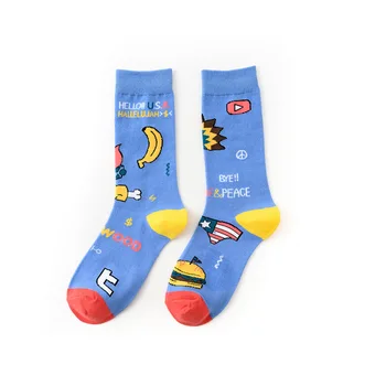 In Štýl dámske Ponožky Jeseň Bavlna Priedušná Asymetrie Socken valivé Cartoon Tlač Trend Sox Žena Bežné
