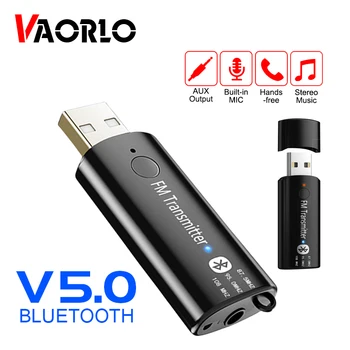 VAORLO USB, FM Handsfree Bluetooth Súprava s 3,5 mm AUX Bluetooth Audio Prijímač Bezdrôtového Adaptéra FM Modulátora Pre Auto