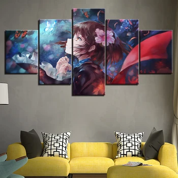 Wall Art Plátno 5 Kusov Maľby, Anime Plagát Koutetsujou Č Kabaneri Dievča Obrázky HD Vytlačené Modulárny Obývacia Izba Domova