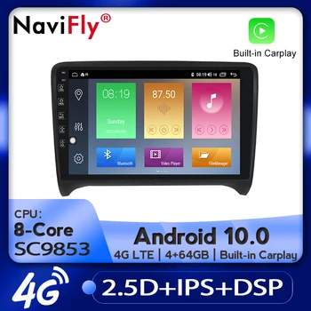 NaviFly autorádia Multimediálne video prehrávač, GPS navigáciu, Android 10.0 4GB+64 GB pre Audi TT MK2 8J 2006-2012 Carplay DSP 4G LTE