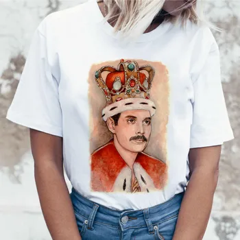 Freddie Mercury Kráľovná Kapela Harajuku T Shirt Ženy Vintage Ullzang T-shirt Módne Tričko Rock 90. rokov Grafické Rock Top Tee Žena