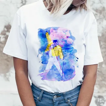 Freddie Mercury Kráľovná Kapela Harajuku T Shirt Ženy Vintage Ullzang T-shirt Módne Tričko Rock 90. rokov Grafické Rock Top Tee Žena