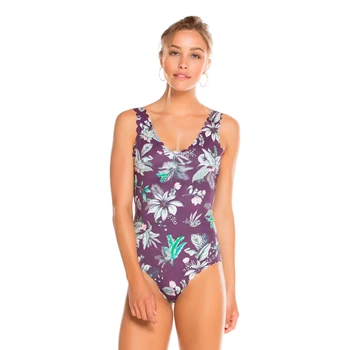 2019 nové dámske jednodielne plavky veľké tlač módne slim jednodielne plavky kvetinový vzor, konzervatívny pláži plavky