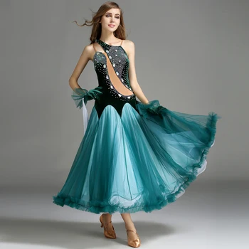 Vysoko kvalitný moderný tanec sukne, kostýmy výkon šaty velvet rozšírenie sukne súťaže oblečenie
