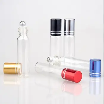 10 ML číreho skla fľaša sklo prejdite na gold line veko pre očný krém/sérum/parfémy/esenciálny olej, lesk na pery