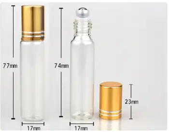 10 ML číreho skla fľaša sklo prejdite na gold line veko pre očný krém/sérum/parfémy/esenciálny olej, lesk na pery