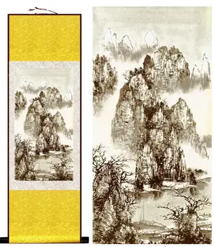 Krajinomaľbou Home Office Dekorácie Čínsky prejdite maľovanie hory a Rieky paintingPrinted maľovanie