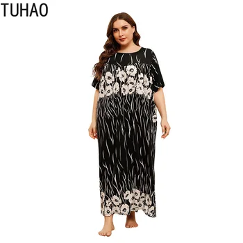 TUHAO ženy vintage bežné dlhé šaty plus veľkosti 4XL 3XL matka, mama šaty gothic elegantné ženy šaty, oblečenie WM01