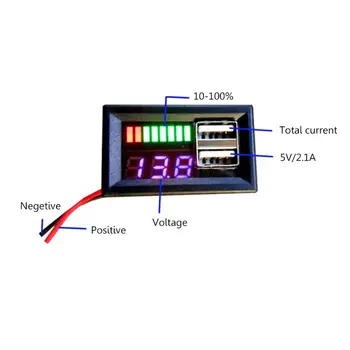 Modré LED Digitálny Displej Voltmeter Mini Napätie Volt na Meter Tester Panel Pre DC 12V Motocykle Vozidiel USB výstup 5V2A