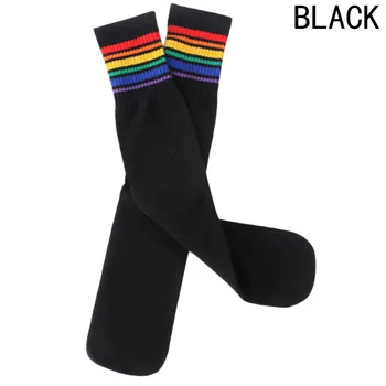 Ženy Rainbow Prekladané Podkolienky Farebné Pruhované Pančuchy Stehenné Vysoké Ponožky Teplé Bavlna Activewear Dlhé Pančuchy Pre Dievčatá