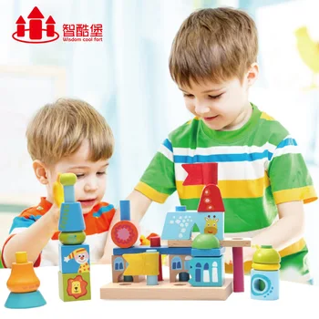 1Set Nový detský Drevený Vzdelávania v Ranom veku Dúhový Stavebné Bloky Dieťa Ploche Montáž Farba Kognitívne Vzdelávacie Hračky