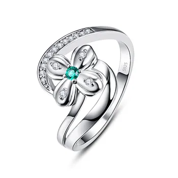 Nový Príchod 925 Sterling Silver Ring Petal Prírodné Zelené Kubický Zirkón Twist Prst Prstene Pre Ženy, Svadobné Šperky, Doplnky