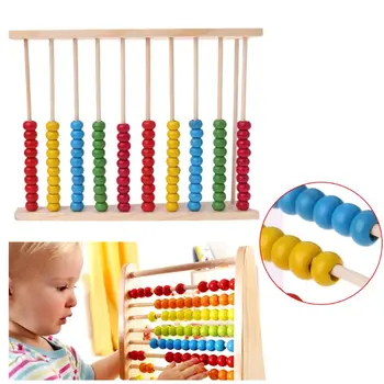 Drevené Abacus 10-riadok Farebné Korálky Počítanie Dieťa Matematické Vzdelávanie vzdelávacie hračka L5YF