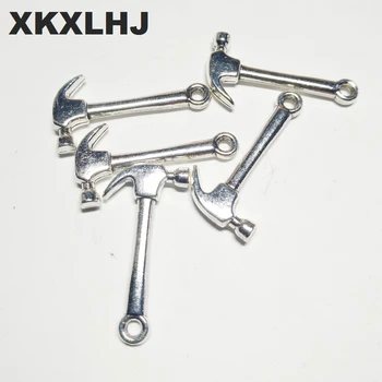 XKXLHJ 10pcs Charms pazúr kladivo nástroj 25*12 mm Tibetského Striebra Plátovaného Prívesky, Starožitné Šperky Čo HOBBY Ručné Remeslo
