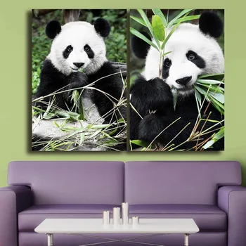 Móda 2ks/set Gigant-Panda olejomaľba Domova Na Plátne Moderné Nástenné Art Plátno, Tlač Plagátu Maliarske Plátno Bez rámu