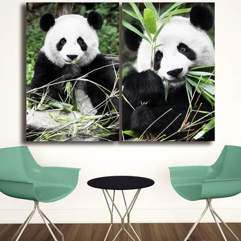 Móda 2ks/set Gigant-Panda olejomaľba Domova Na Plátne Moderné Nástenné Art Plátno, Tlač Plagátu Maliarske Plátno Bez rámu